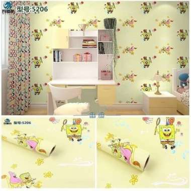 WALLPAPER STIKER DINDING KUNING SPONGEBOB DEKORASI RUANGAN ANAK