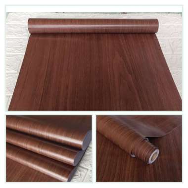 WALLPAPER STIKER DINDING MOTIF KAYU COKLAT TUA,,sudah ada perekat nya,