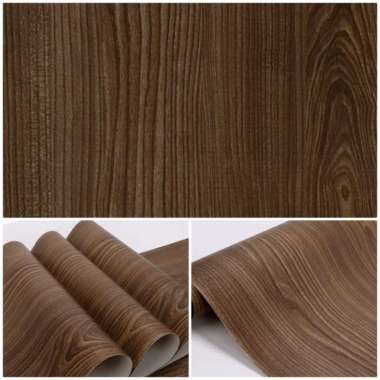 wallpaper dinding firoh stiker coklat serat kayu jati elegan