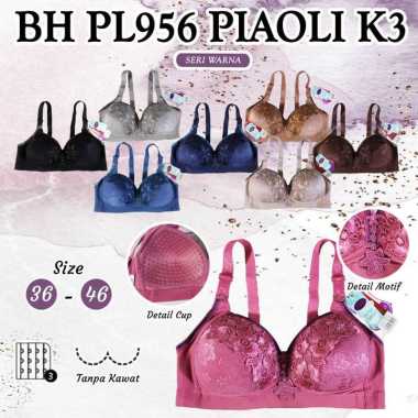 (1pcs) BH Bra wanita perempuan PIAOLI brukat tanpa kawat kancing 3 busa sedang bordir renda 46 Rando