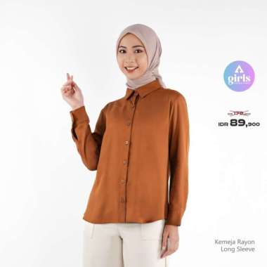Aerostreet Kemeja Rayon Panjang Hikaru Brown Gelap Woman QEAAA M