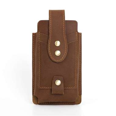 Mivaso Tas Pinggang Dompet HP Kulit Asli - Dompet HP Pinggang Asli Kulit - Dompet HP Coklat Muda