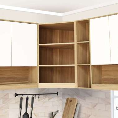 Kirana Kitchen Set Kayu Rak Dapur Putih Kabinet Dapur Modern Minimalis - Miami Sudut Rak Atas