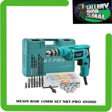 Mesin Bor Tangan Listrik 10mm Set Mata Bor Komplit Nrt Pro 450 HD Set