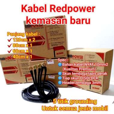 GROUND WIRE KIT KABEL GROUNDING MOBIL REDPOWER NYAF 10MM HITAM 5 TITIK