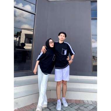 Kaos Oversize Pocket Tee Cotton Combed 24s jumbo BW couple