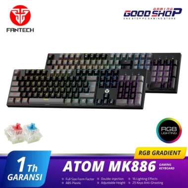 Fantech ATOM MK886 RGB Gaming Mechanical Keyboard Full Size Blue switch V2 Abu-Abu