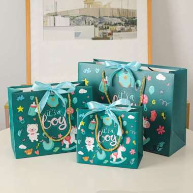 Paperbag Natal Merry Chrismas Boy & Girl Purple 25 X 20 X 12 Cm Boy