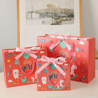 Paperbag Natal Merry Chrismas Boy & Girl Purple 25 X 20 X 12 Cm Girl