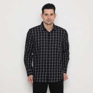 Platini Kemeja Flanel Pria Lengan Panjang Hitam 76444 XXL