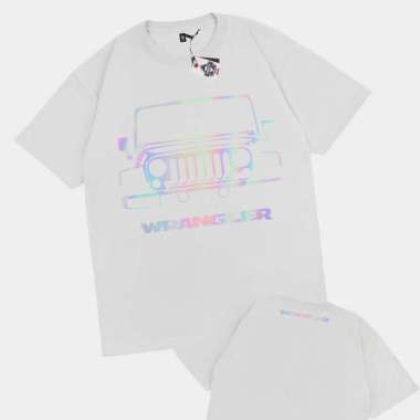 KRMK Kaos T Shirt JEEP WRANGLER RUBICON HOLOGRAM Kaos Otomotif V2 PUTIH XL