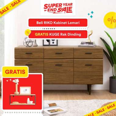 Dekoruma Riko Kabinet Lemari Kayu FREE Kuge Rak Dinding Kayu 2 Tingkat