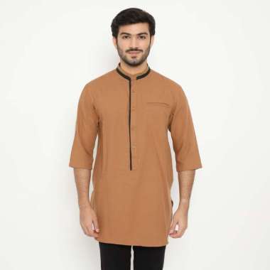 AMK Kemeja Koko Pria Kurta 3/4 KK Iqbal Coklat S