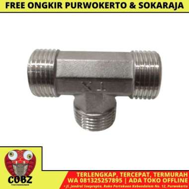 1/2 IN / TX 304 Tee Drat Luar Valve Tee Fitting Pipa Stainless
