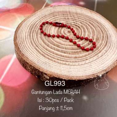 Gantungan Biji Lada GL Hangtag Rantai Kuku Ring Aneka Warna MERAH GL993