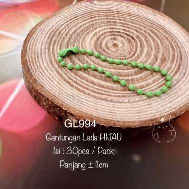 Gantungan Biji Lada GL Hangtag Rantai Kuku Ring Aneka Warna HIJAU GL994