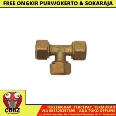 L 16 / STM Tee Sambungan Fitting Selang Pex Air Panas Kuningan