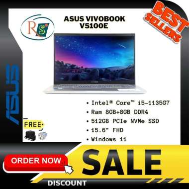 Laptop Asus Vivobook V5100E with Intel Core i5-1135G7 4C/8T - Transparent Silver RAM 16GB / 512GB SSD