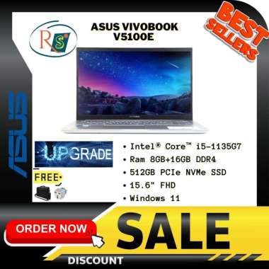 Laptop Asus Vivobook V5100E with Intel Core i5-1135G7 4C/8T - Transparent Silver RAM 24GB / 512GB SSD