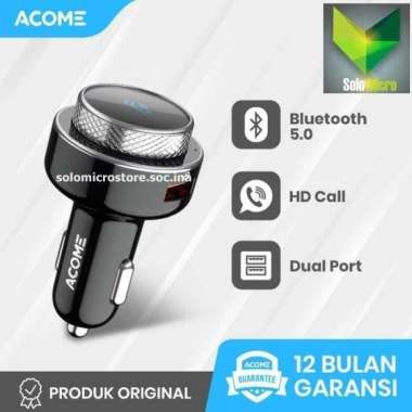 Acome Cas Mobil Bluetooth 5.0 Dual Port Fast Charging Garansi ACC04