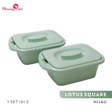Calista Lotus Square Wadah Saji Makanan 700ml - Set isi 2pcs HIJAU