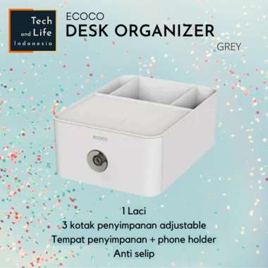 Rak Organizer Meja Ecoco Desktop Storage Kantor Makeup ATK Multifungsi Beige