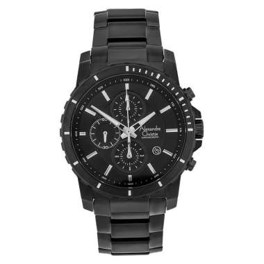 Jam Tangan Alexandre Christie AC 6141 Pria Full Black Chronograph Original Garansi Resmi 1Tahun
