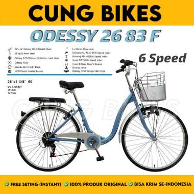 Sepeda MINI ODESSY 26 83 F Ukuran 26 Inch 6 Speed keranjang Besi Biru