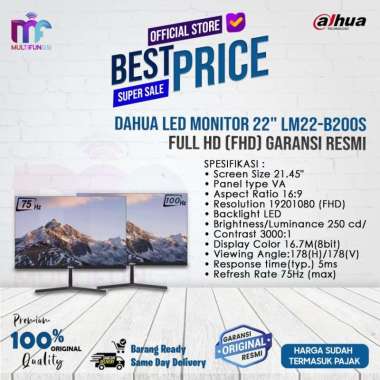 Dahua LED Monitor 22" LM22-B200S Full HD (FHD) Garansi Resmi DAHUA 22"100Hz