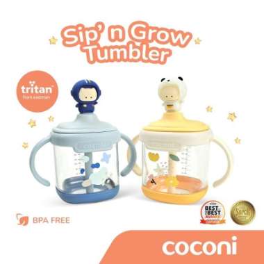 COCONI Sip' n Grow Tumbler 260ml | Sippy Cup | Gelas Susu Anak Sedotan Yellow Lemon