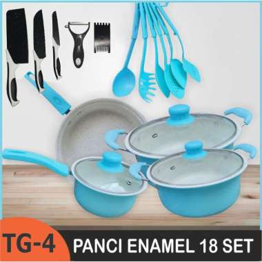 ZS TERLARIS!!! PANCI 18 SET TERBARU ALAT MASAK MODERN ANTI LENGKET COOKWARE SET Panci Set Spatula Te
