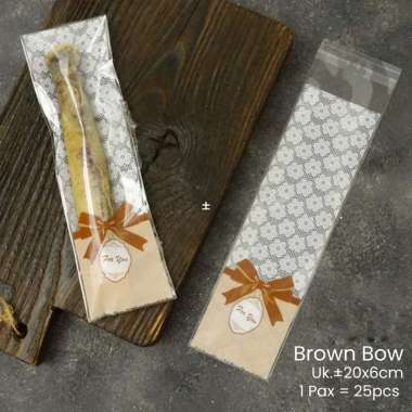 Plastik OPP Segi Panjang Plastik Sendok Garpu Plastik Kemasan Alat Brown Bow