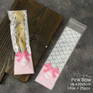Plastik OPP Segi Panjang Plastik Sendok Garpu Plastik Kemasan Alat Pink Bow