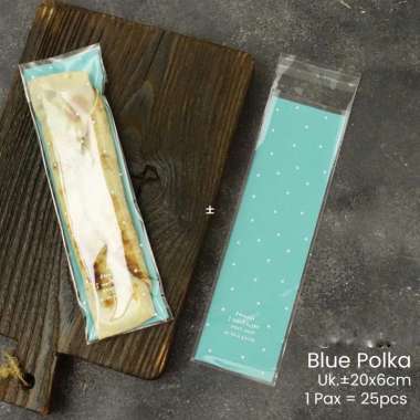 Plastik OPP Segi Panjang Plastik Sendok Garpu Plastik Kemasan Alat Blue Polka
