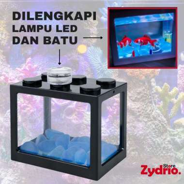 Aquarium Mini Lego LED Aesthetic / Akuarium dengan Lampu Ikan Cupang