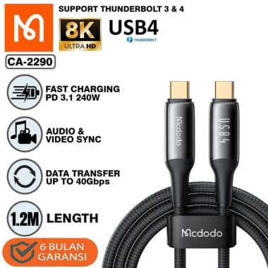 Mcdodo CA 2990 Type-C USB Thunderbolt 4 Cable 120cm 240w - Kabel Data Original