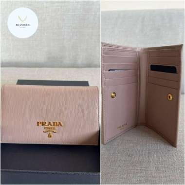 Prada medium bifold wallet nude saffiano - 100% Authentic