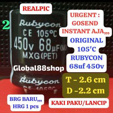 68uf 450volt 68mk 450v 68uf RUBYCON ORIGINAL ELCO ELKO ECO EKO KAPASITOR CAPASITOR IGBT MOSFET MOSPE