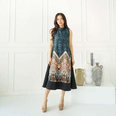 EF716 DRESS CHEONGSAM IMLEK QIPAO SANGJIT BATIK DRESS SATIN PRINTING MOTIF BURUNG DRESS TBP_BLACK