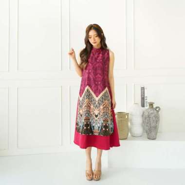 EF716 DRESS CHEONGSAM IMLEK QIPAO SANGJIT BATIK DRESS SATIN PRINTING MOTIF BURUNG DRESS TBP_MAROON