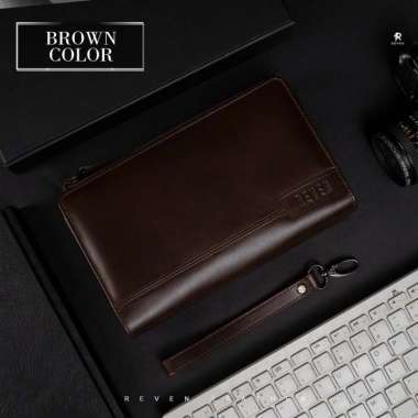 Verish REVEN LEATHER - handbag pria tas clutch pria kulit asli Diamante coklat
