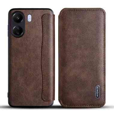 CASING XIAOMI REDMI 13C CASE REDMI 13C FLIP LEATHER RETRO REDMI 13C COKLAT