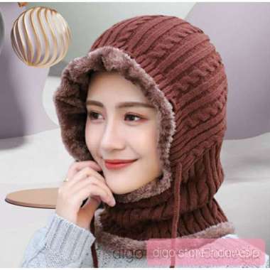 Verish Topi Balaclava Rajutan Hangat Musim Dingin Pria Wanita Syal Topi Kerudung Ski Lapisan Lembut 