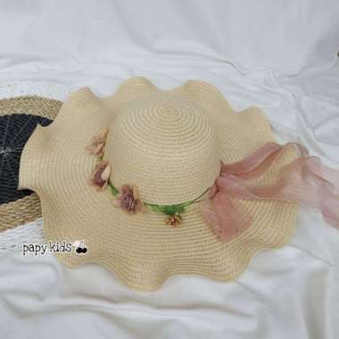 VERISH Topi pantai mahkota Topi pantai Topi pantai perempuan Crem