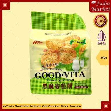A-Taste Good Vita Natural Oat Cracker Black Sesame Wijen Hitam Biscuit Snack Gandum Oat Malaysia 380