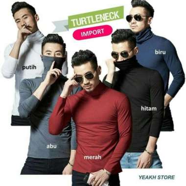 Baju kaos polos turtleneck pria cowok(import) HITAM M