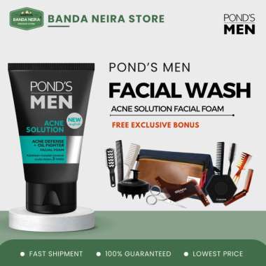 POND'S PONDS Men Acne Solution Facial Foam / Sabun Wajah Berjerawat - RAKE COMB
