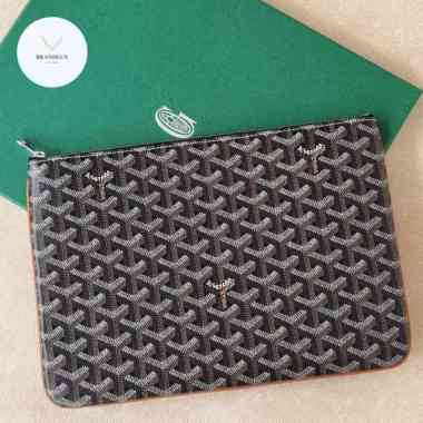 Goyard Pochette Senat MM Black-Tan - 100% Authentic