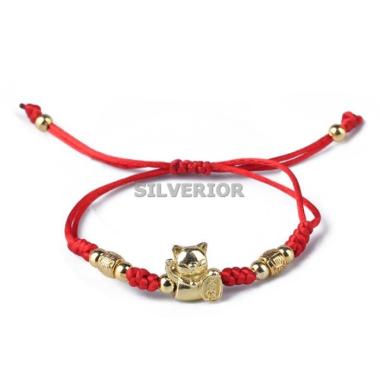Gelang Tangan Benang Tali Merah Keberuntungan Kucing Maneki Neko