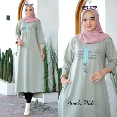 FASHION BAJUTERBARU AMELA MIDI DRESS ( M L XL XXL ) GAMIS WANITA KEKINIAN BAHAN KAOS KATUN COMBED 24